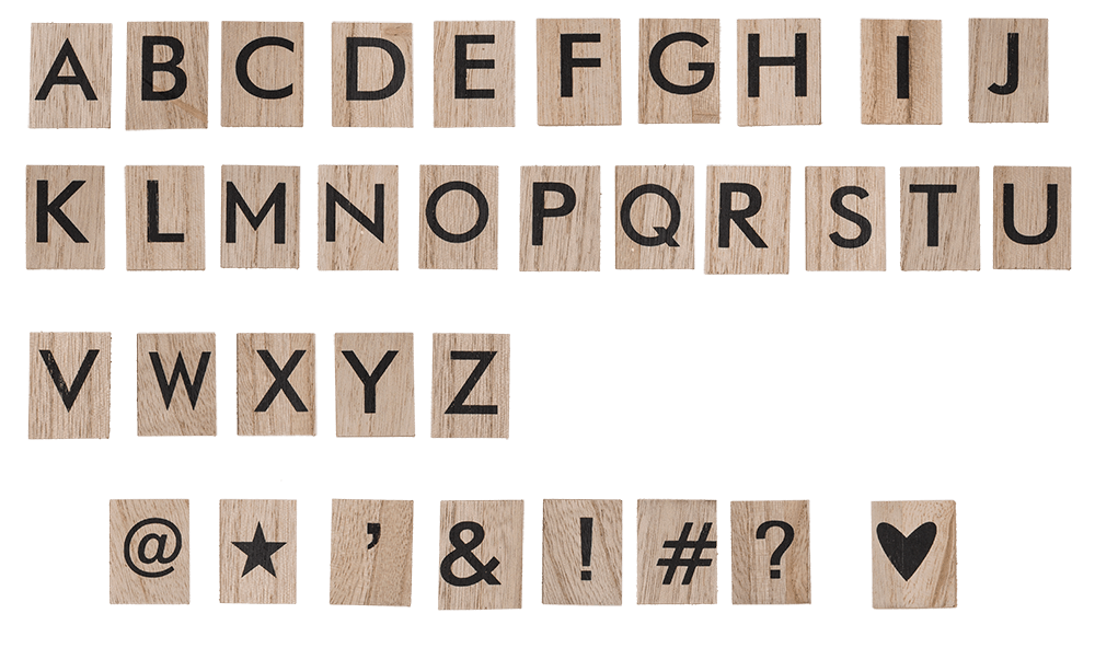 White deco house with 90 nature coloured letters &