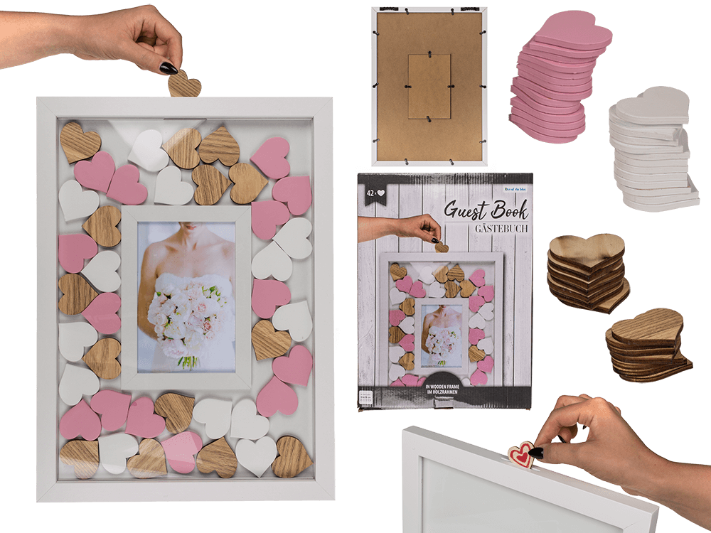 Guest book in picture frame with 42 writable,