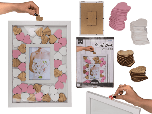 Guest book in picture frame with 42 writable,