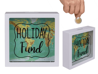 White Plastic Savings Box, Holiday Fund,