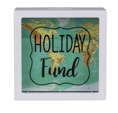 White Plastic Savings Box, Holiday Fund,