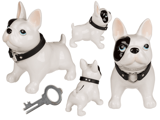Money bank, dog,