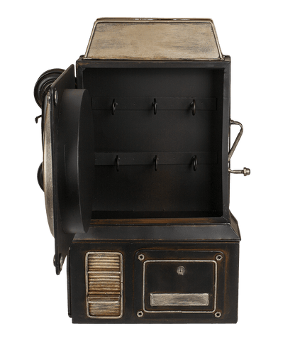 Metal key box, telephone,