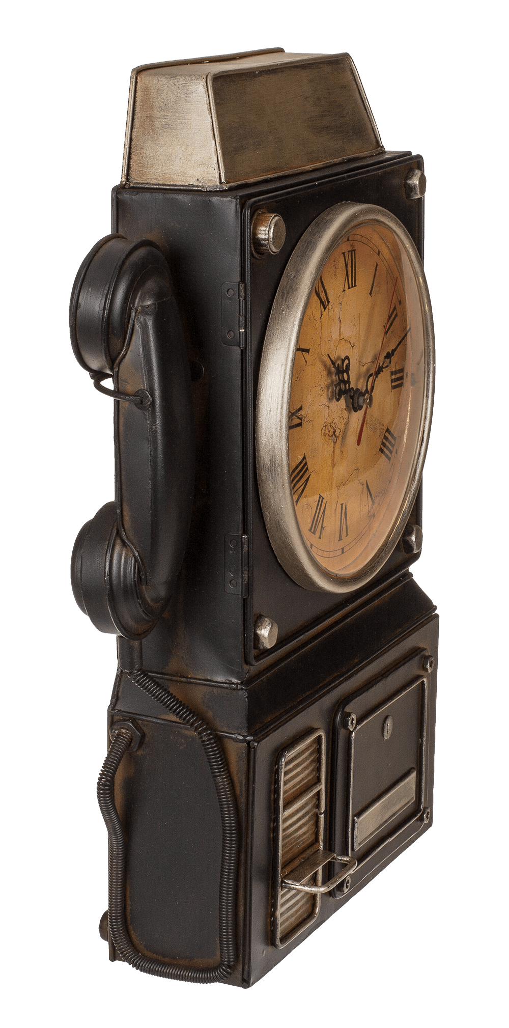 Metal key box, telephone,