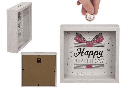 Wooden saving box, Happy Birthday,