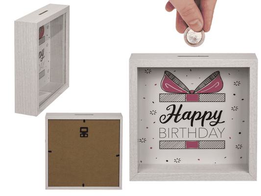 Wooden saving box, Happy Birthday,
