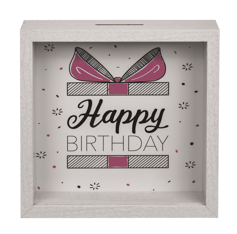 Wooden saving box, Happy Birthday,