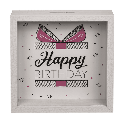Wooden saving box, Happy Birthday,
