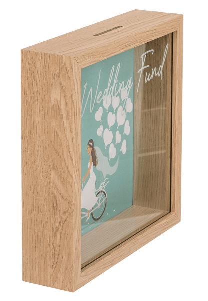 Wooden saving box, wedding fund,