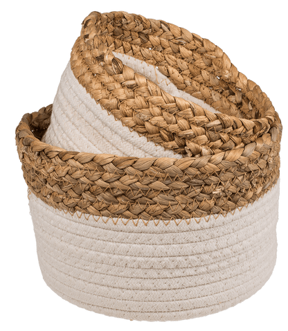 Storage basket with seagrass rim,