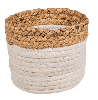 Storage basket with seagrass rim,