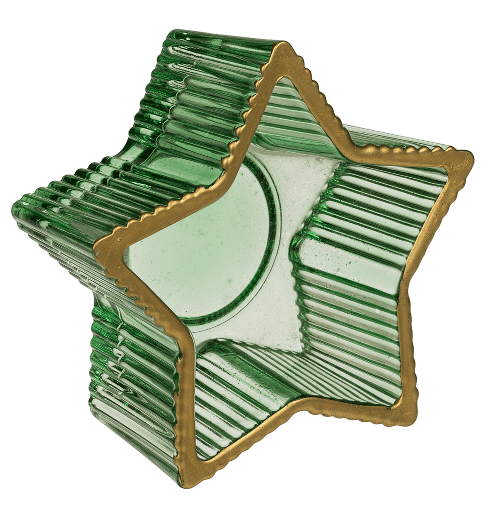 Glass tealight holder, star, 2 colours assorted,