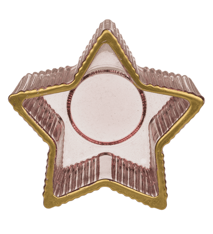 Glass tealight holder, star, 2 colours assorted,