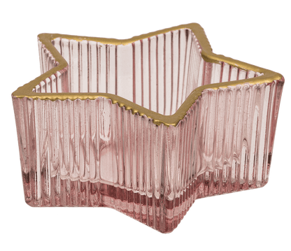 Glass tealight holder, star, 2 colours assorted,