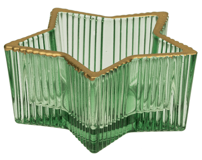 Glass tealight holder, star, 2 colours assorted,