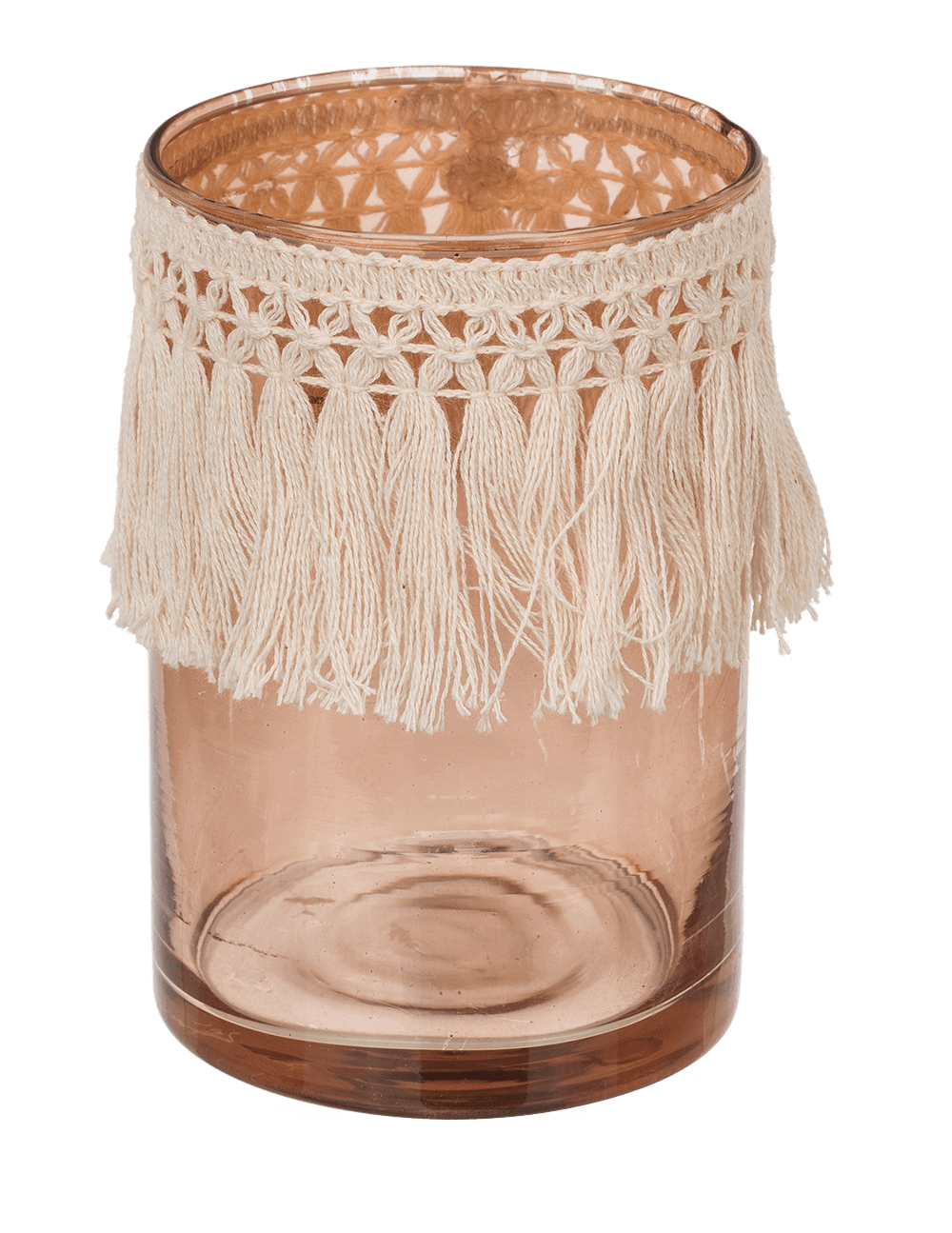 Glass tealight holder, Boho Style,