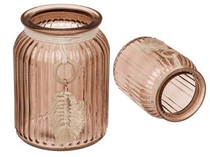 Ribbed glass vase, Boho Style,