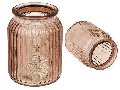 Ribbed glass vase, Boho Style,
