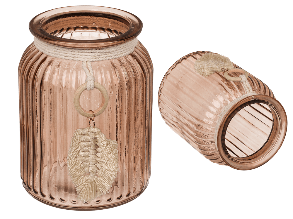 Ribbed glass vase, Boho Style,