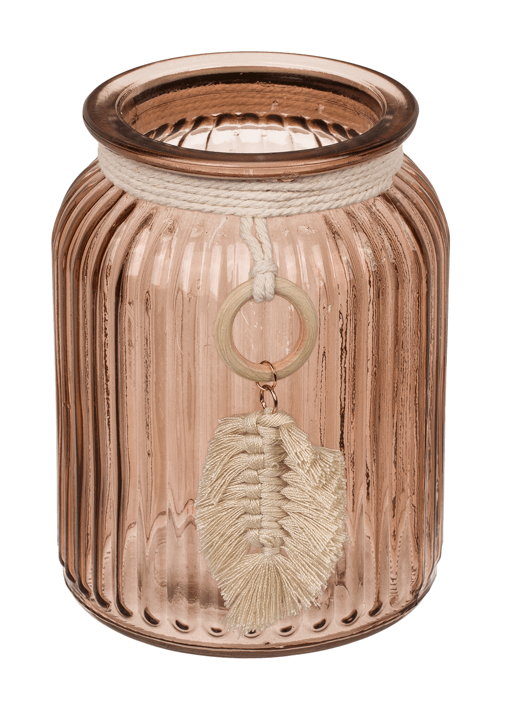 Ribbed glass vase, Boho Style,