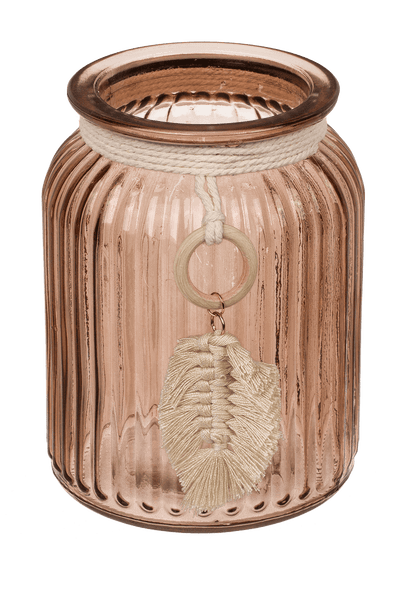 Ribbed glass vase, Boho Style,