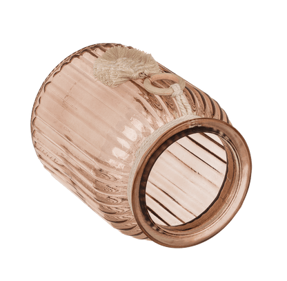 Ribbed glass vase, Boho Style,