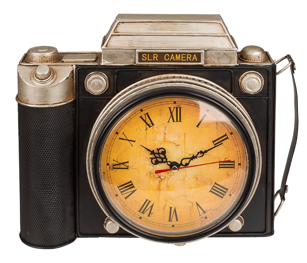 Metal key box, camera with clock,