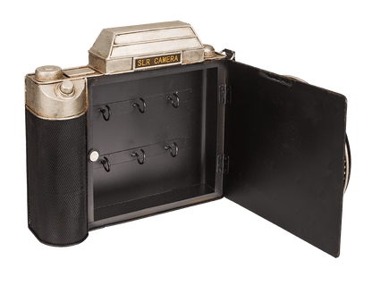 Metal key box, camera with clock,