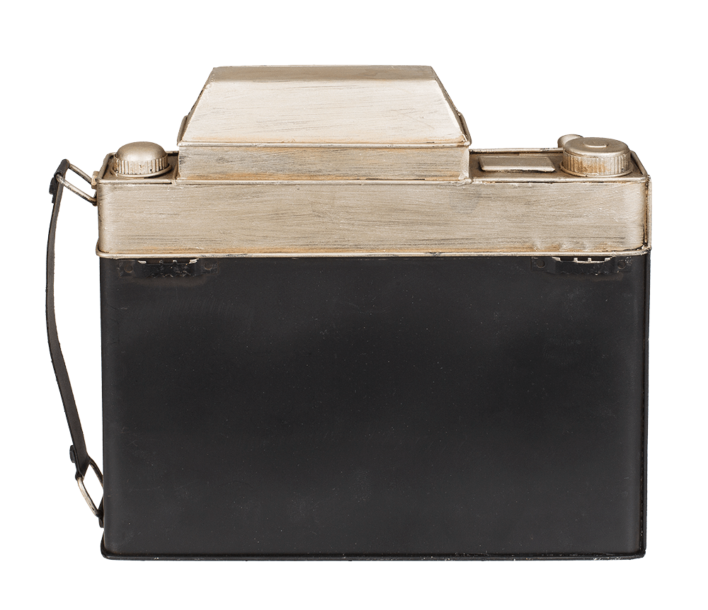 Metal key box, camera with clock,