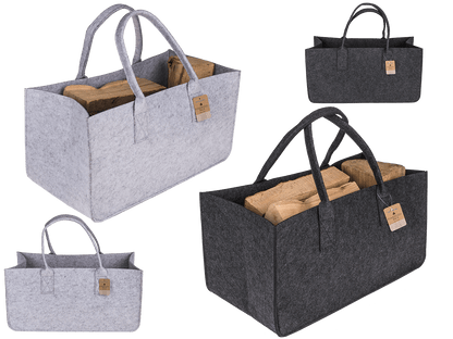 Grey felt bag for wood,