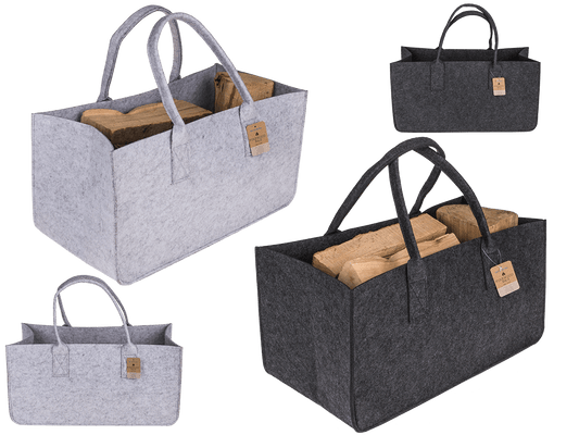 Grey felt bag for wood,