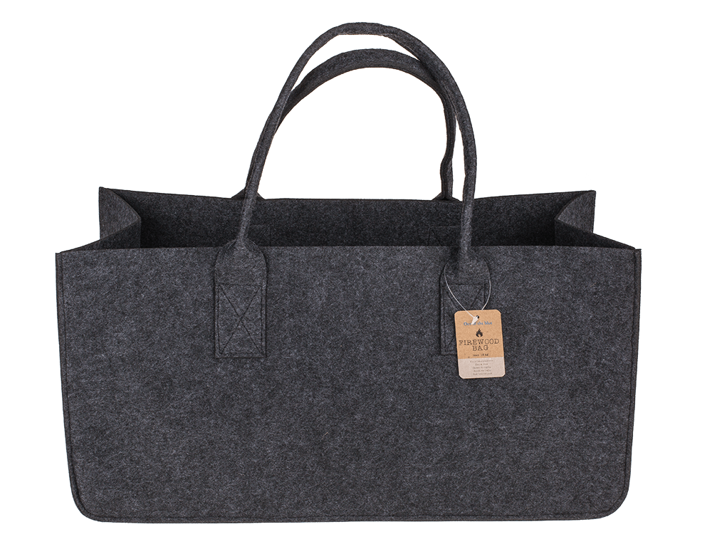 Grey felt bag for wood,