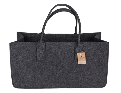 Grey felt bag for wood,