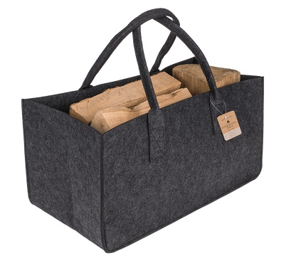 Grey felt bag for wood,