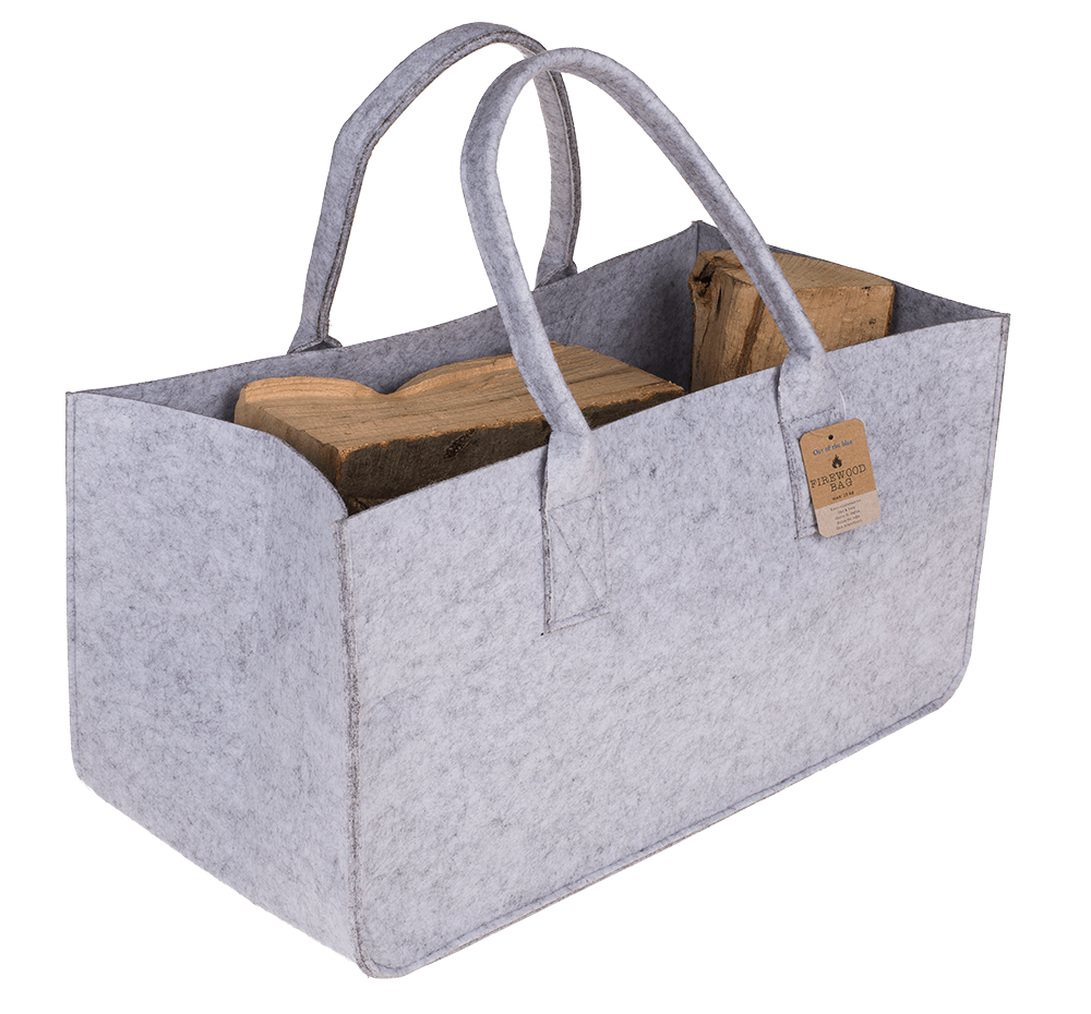 Grey felt bag for wood,