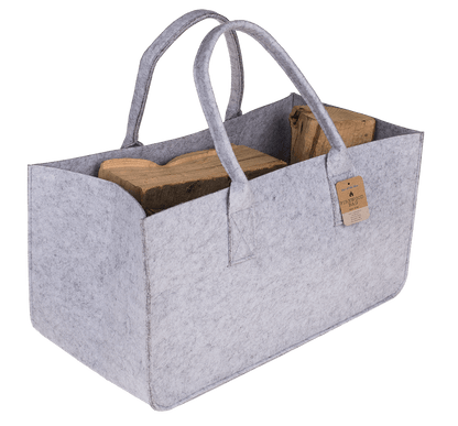 Grey felt bag for wood,