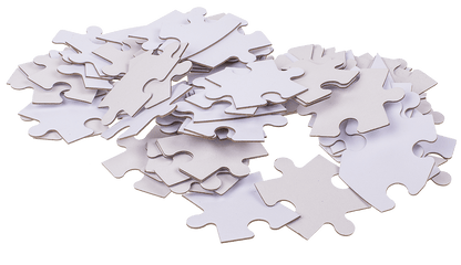 White heart shape puzzle, 80 inscribable pieces,