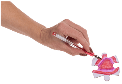 White heart shape puzzle, 80 inscribable pieces,