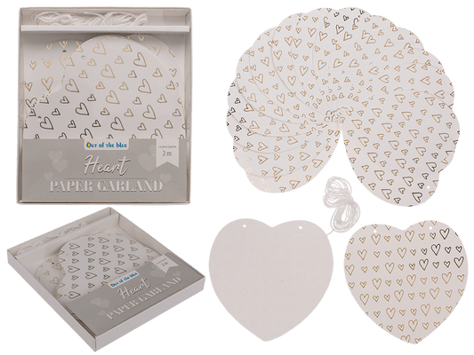 Paper garland, heart, ca. 12 cm, L: 2 m