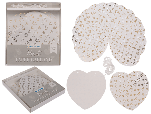 Paper garland, heart, ca. 12 cm, L: 2 m