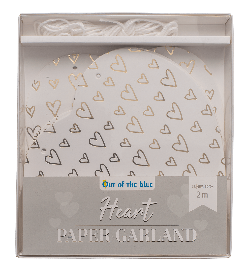 Paper garland, heart, ca. 12 cm, L: 2 m