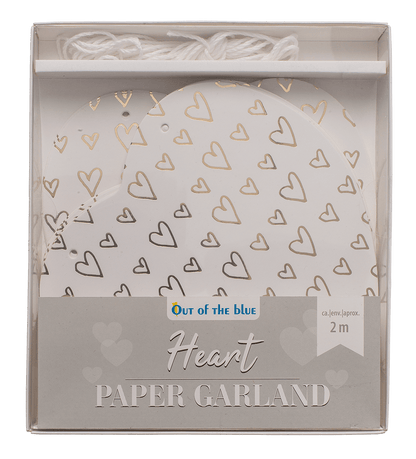 Paper garland, heart, ca. 12 cm, L: 2 m