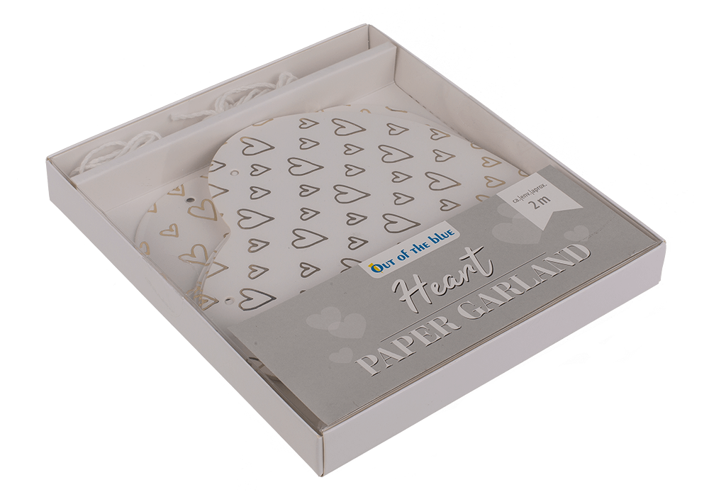 Paper garland, heart, ca. 12 cm, L: 2 m