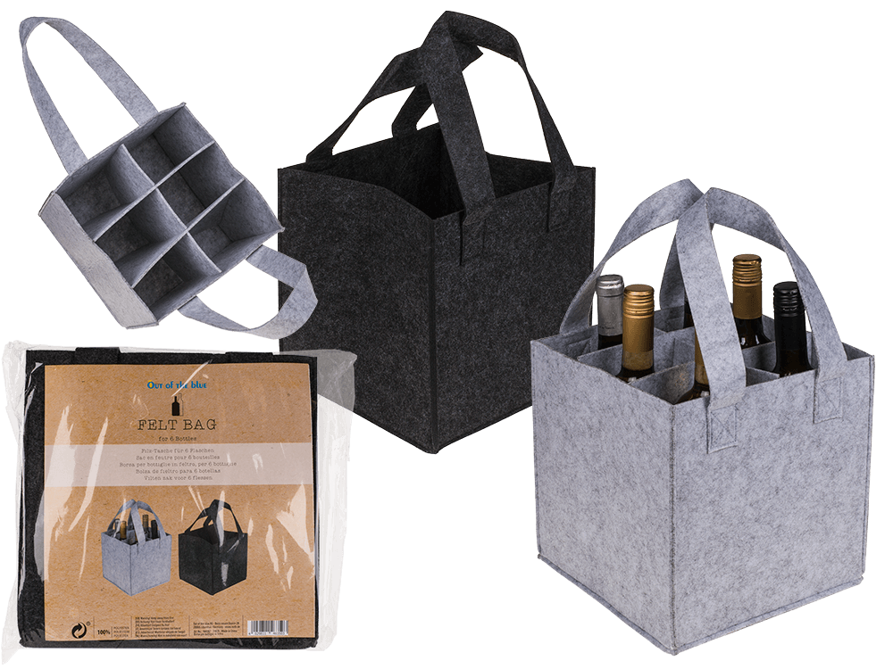 Felt bottle bag for 6 bottles,