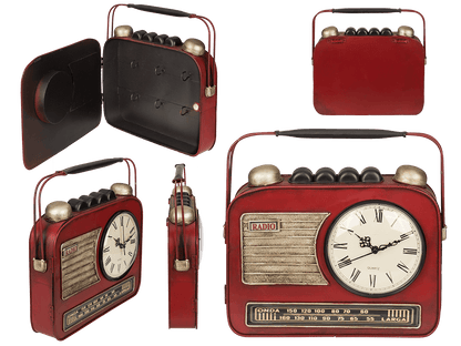Metal key box, Radio with clock,