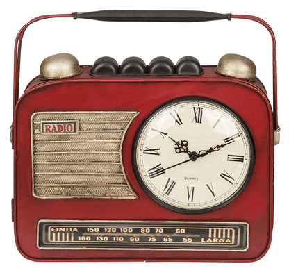 Metal key box, Radio with clock,