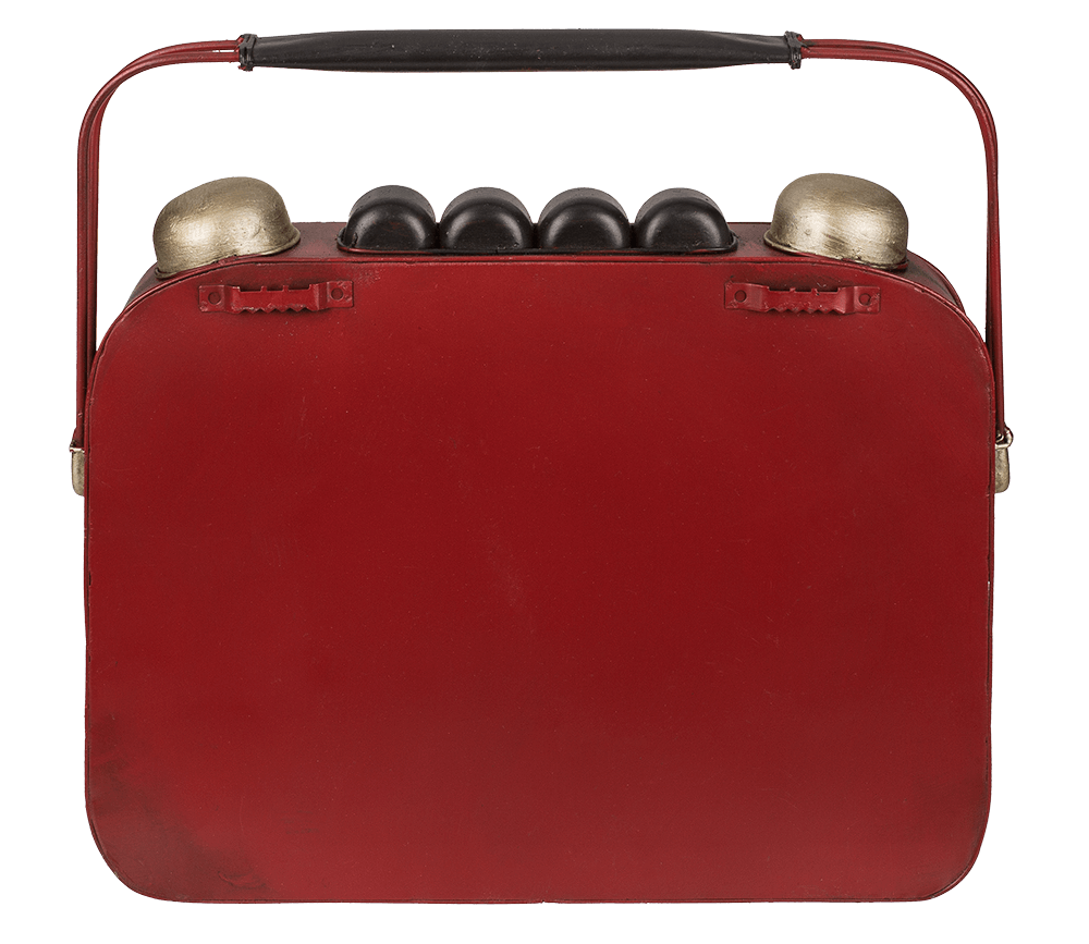 Metal key box, Radio with clock,