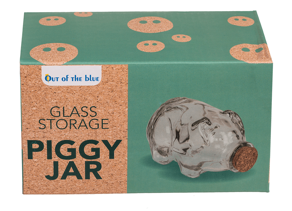 Glass storage jar pig with cork,