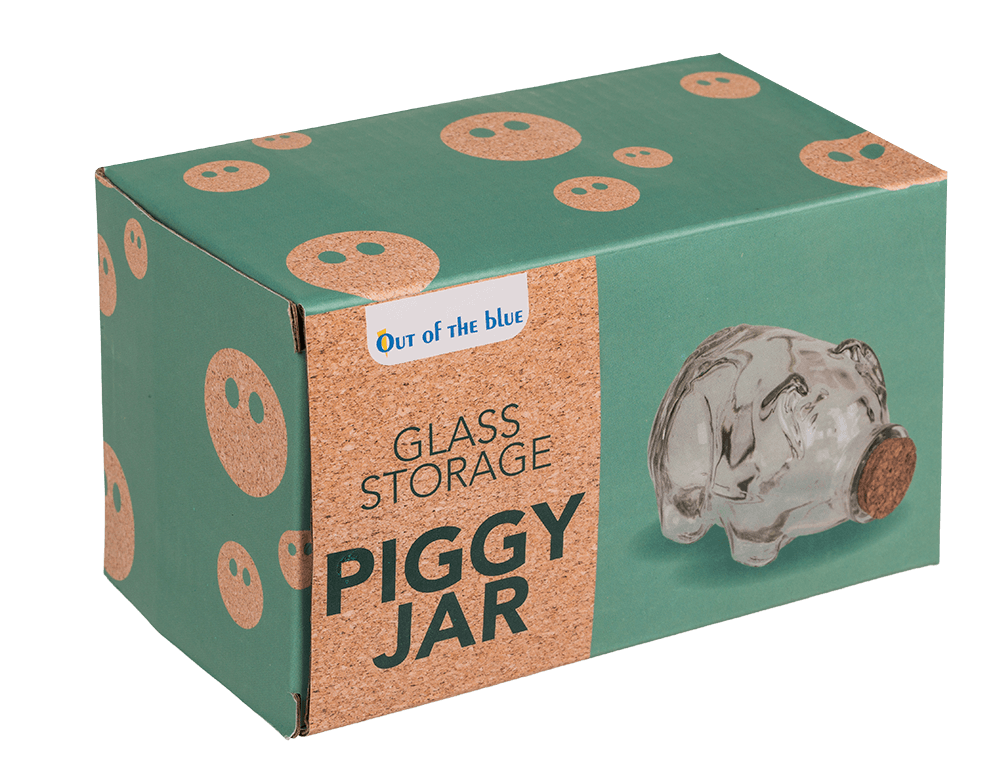 Glass storage jar pig with cork,