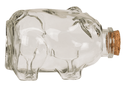 Glass storage jar pig with cork,
